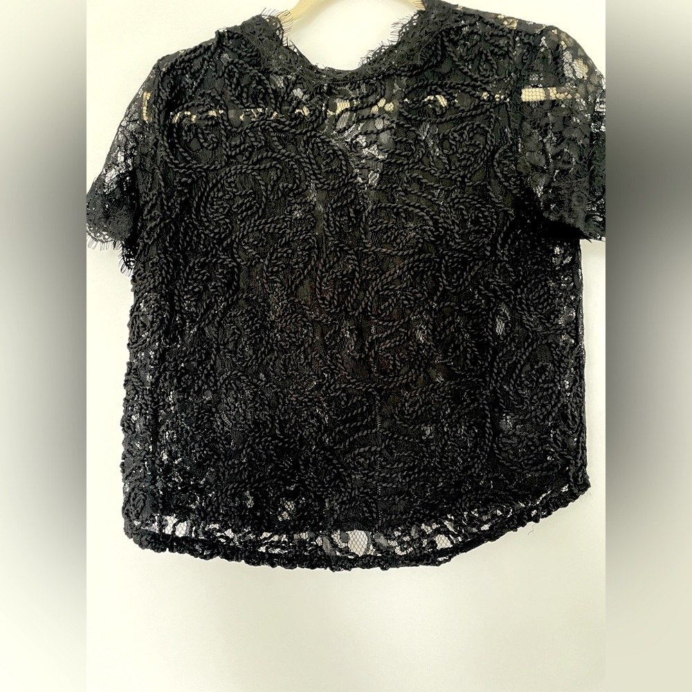 Zara embroidered blouse with zip back